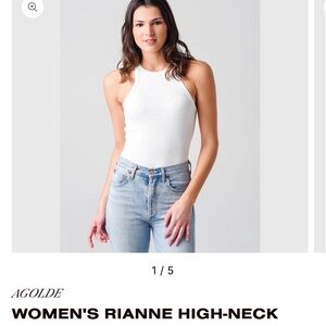 AGOLDE WOMEN'S RIANNE HIGH-NECK RACERBACK BODYSUIT White Small